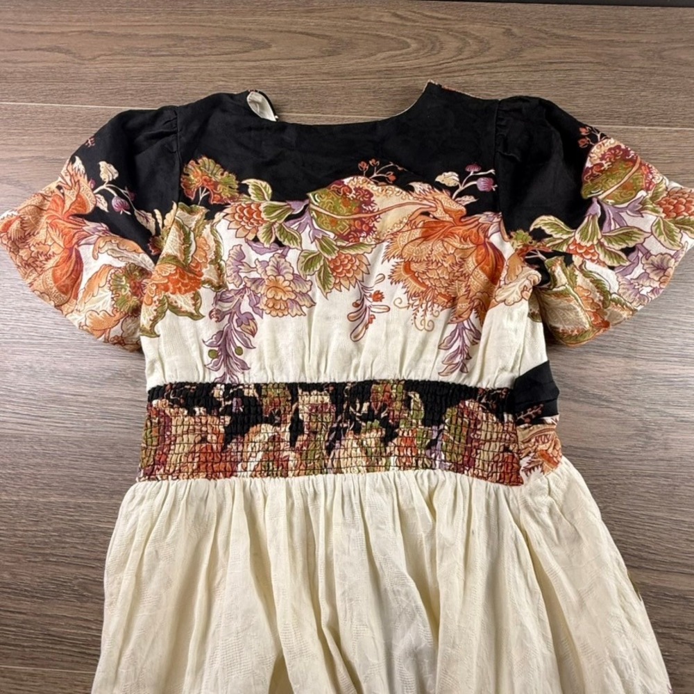 Anthropologie Katerina Button Front Floral Jacquard Dress Neutral Size M Boho - Picture 16 of 16